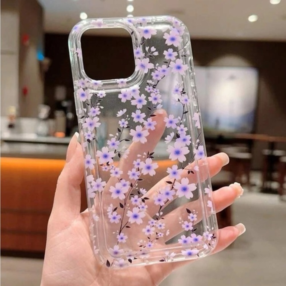 ⚠️Clearance💜iPhone 13/Pro/Pro Max Purple Floral Phone Case - Picture 1 of 3